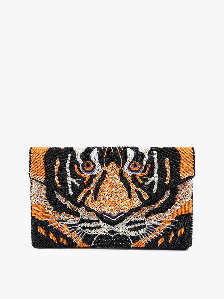 Tiger Beaded Clutch/Crossbody