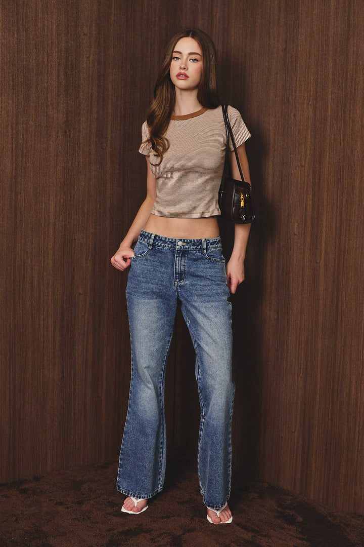 Low rise fare denim jeans