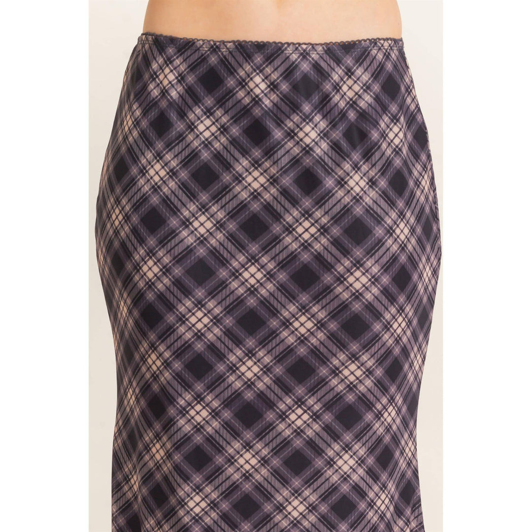Plaid Mesh Maxi Skirt