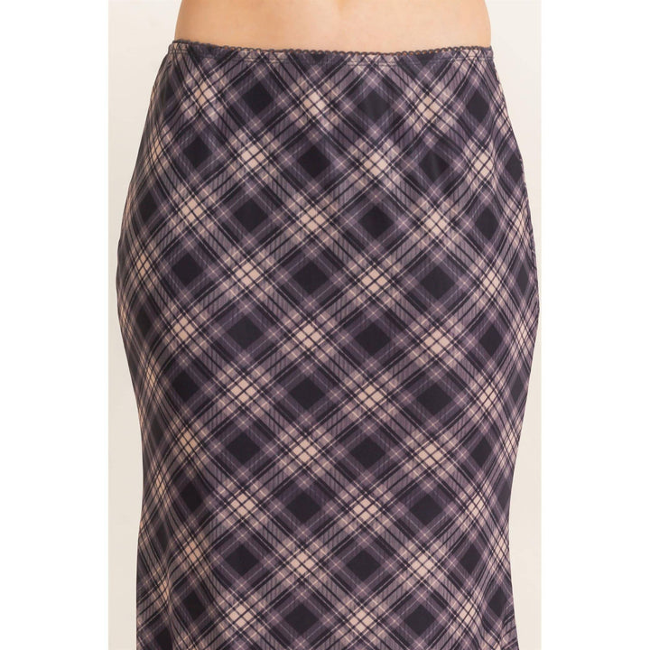 Plaid Mesh Maxi Skirt