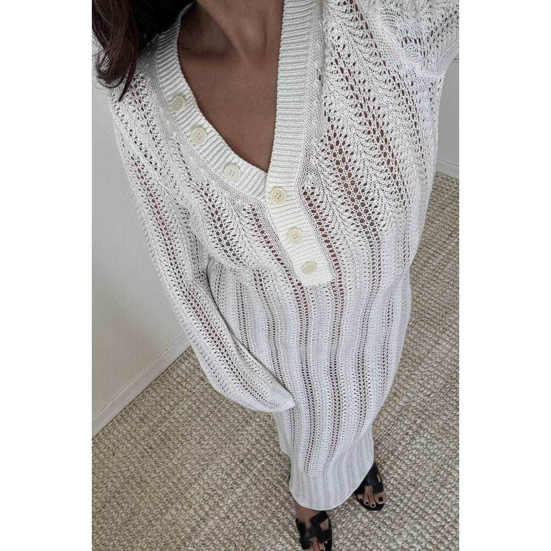 Knit V Neck Long Sleeves Dress