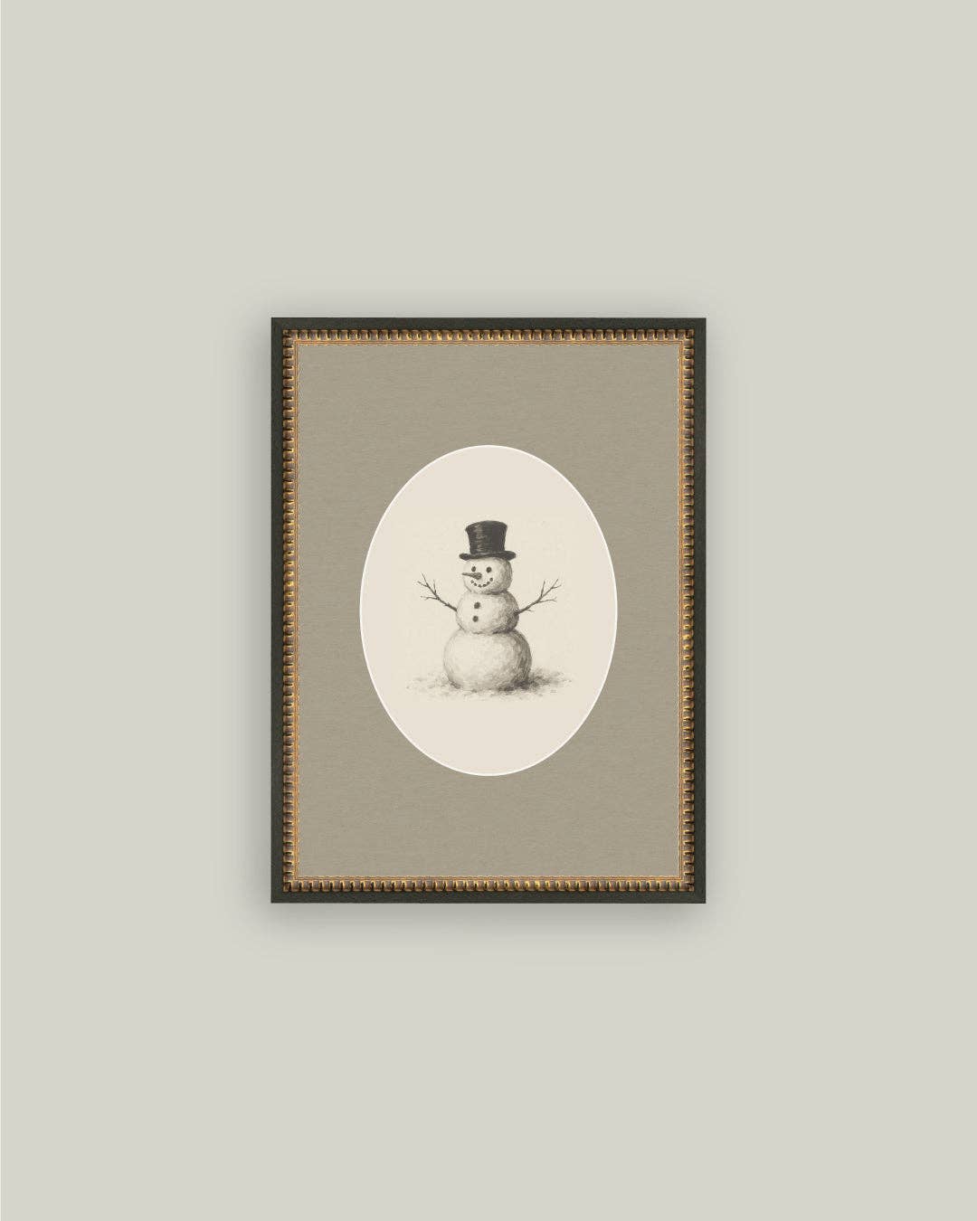 Oval Snowman Framed Antique