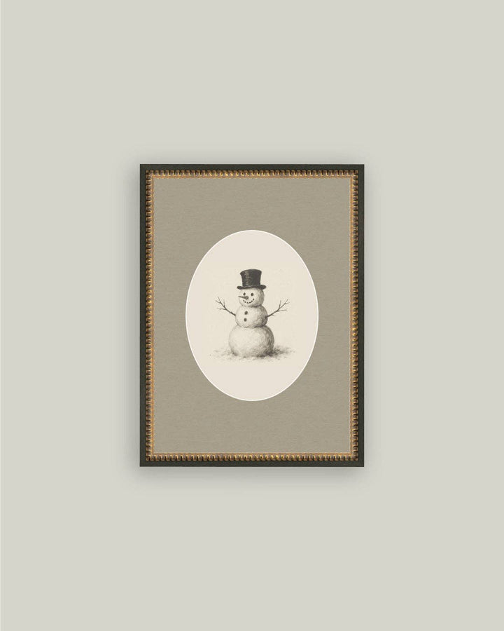 Oval Snowman Framed Antique