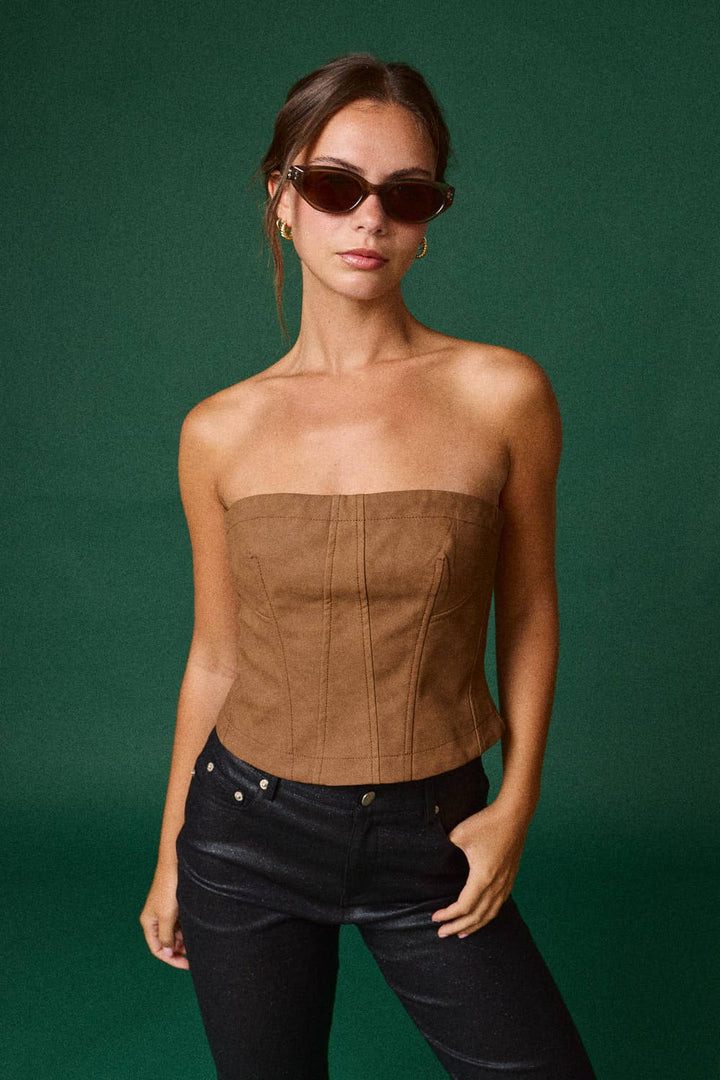 FAUX SUEDE TUBE TOP