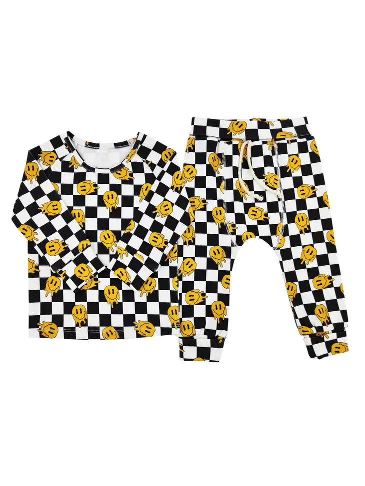 Retro Smiley Checkered Lounge Set
