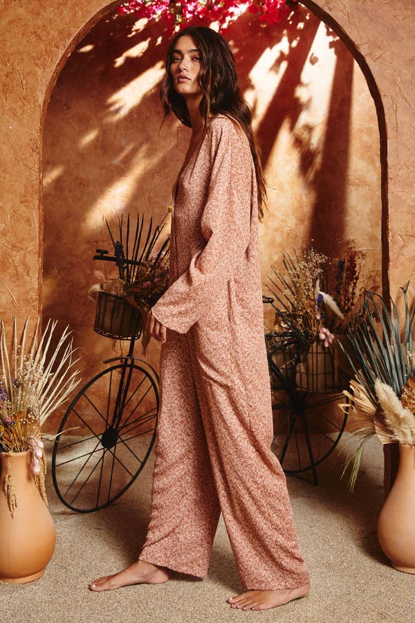 Floral Print Button-up Jumpsuit