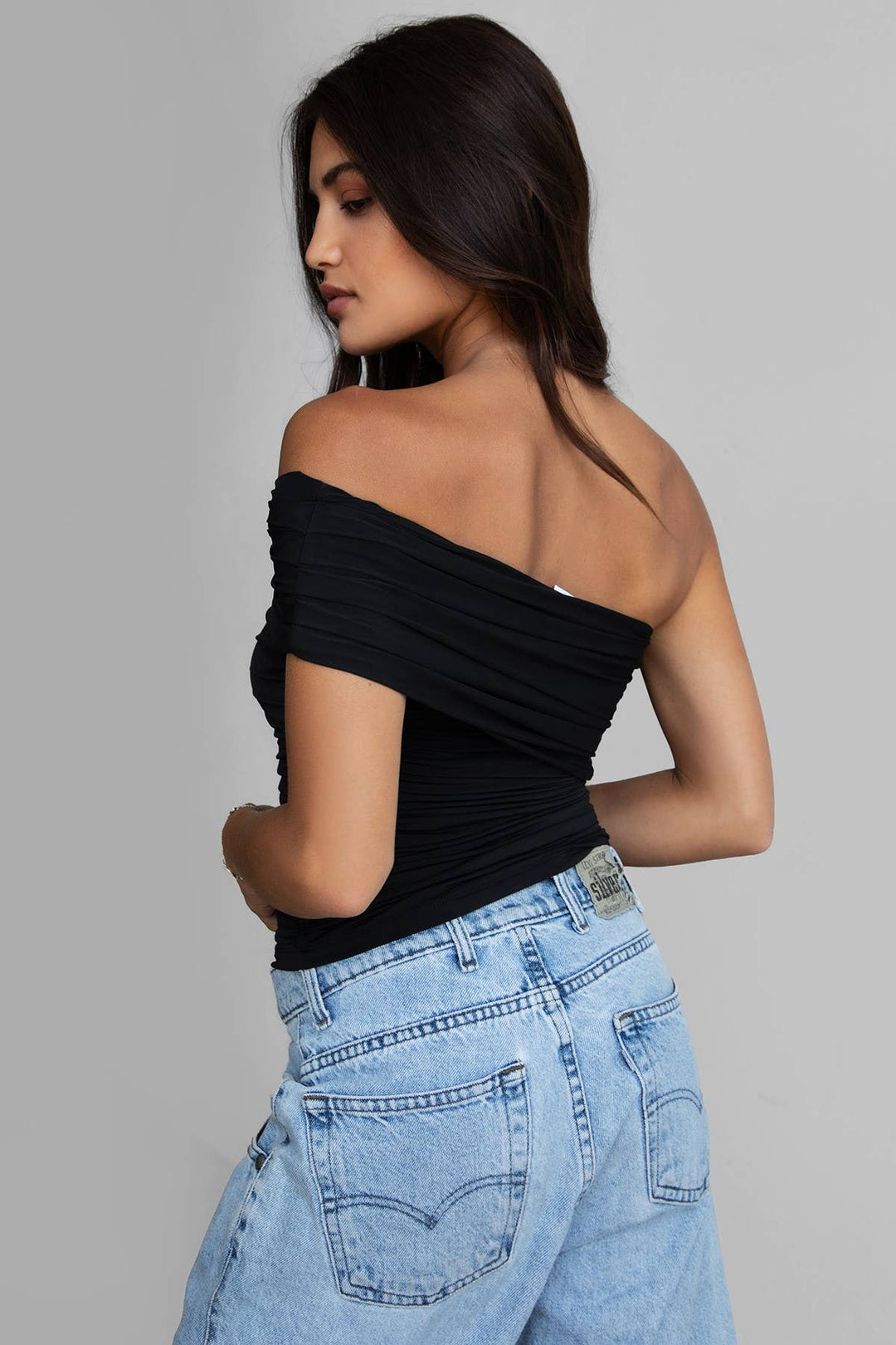 One Shoulder Short Sleeve Elevated Basic Top