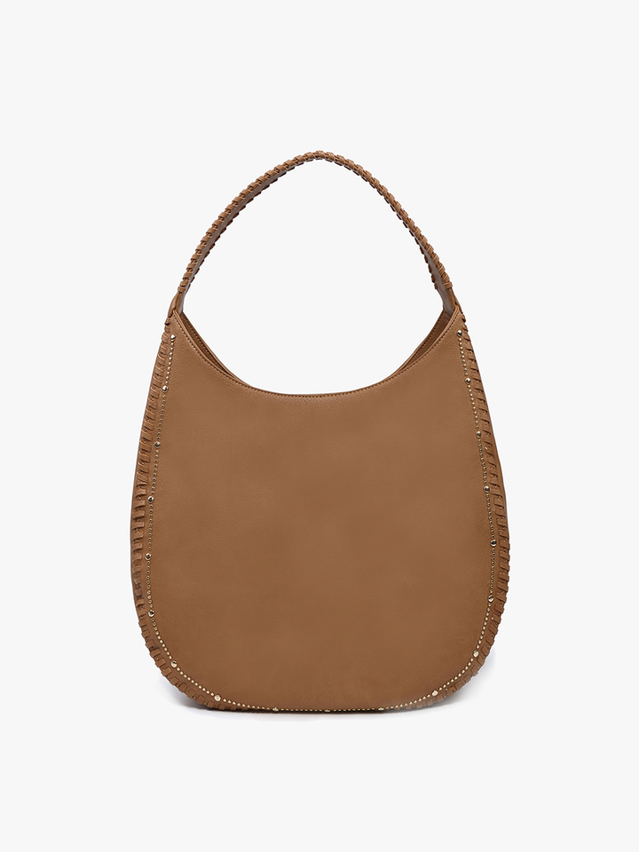 Studded Whipstitch Hobo Bag