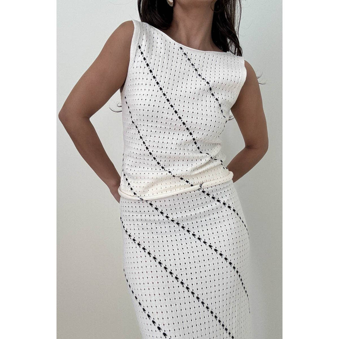 Crochet Knitted Top & Midi Skirt Set
