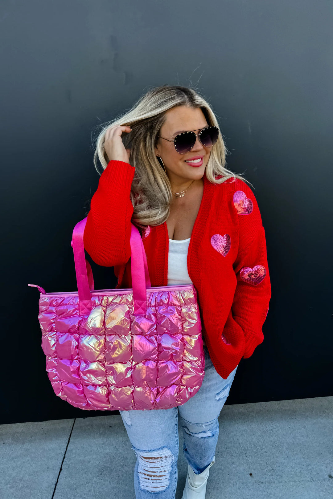 Metallic Pink Puffer Bag