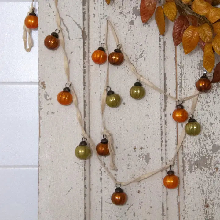 Mini Pumpkin Mercury Glass Ornaments Garland
