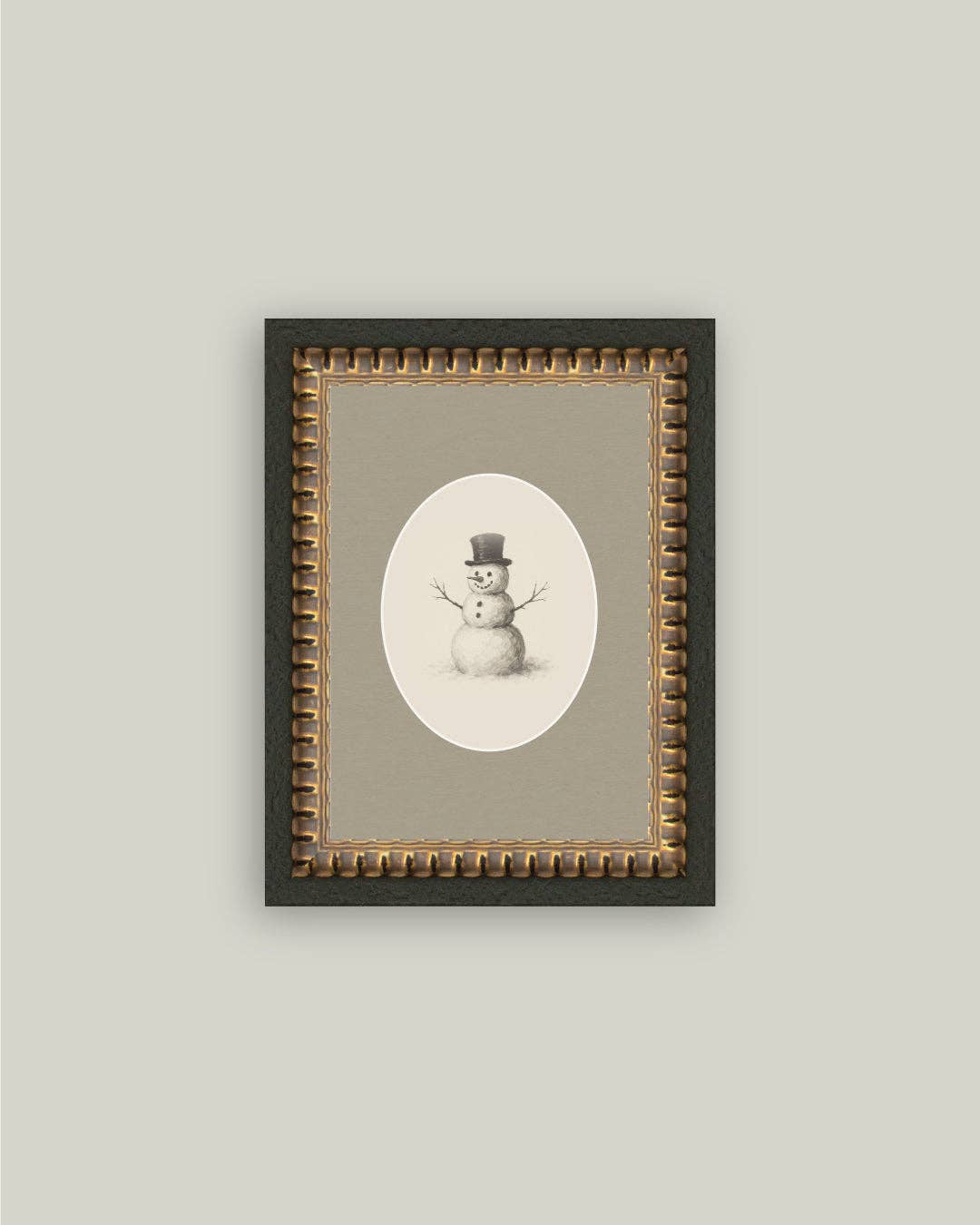 Oval Snowman Framed Antique