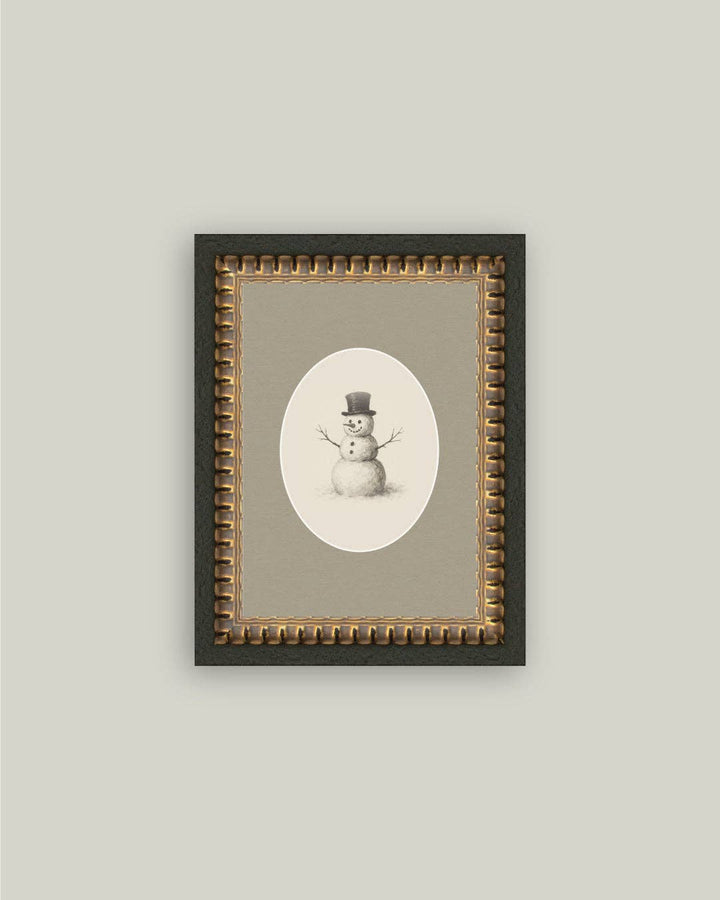 Oval Snowman Framed Antique