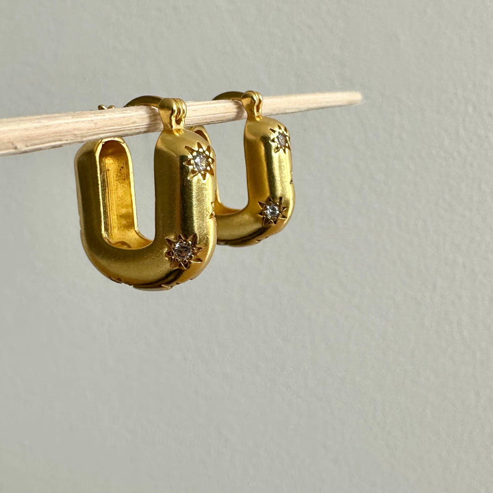 Gold Plate Modern Star Hoops