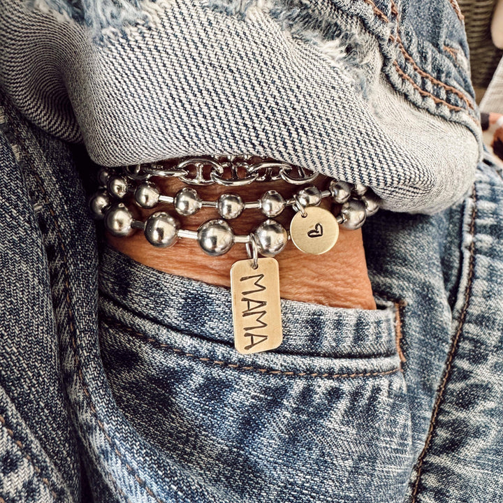 Hand Stamped Mama Tag Bracelet 