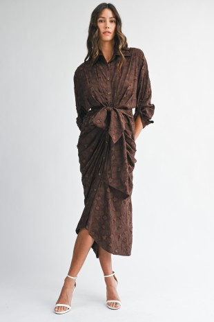 Jacquard Button Shirt Dress