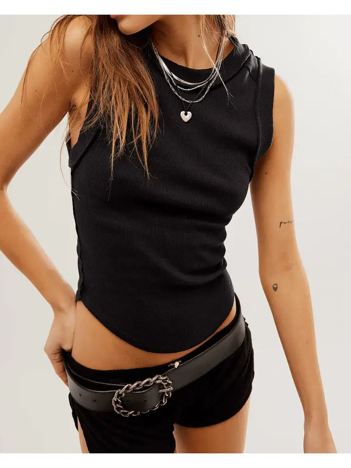 Ribbed Hemmed Tank Top