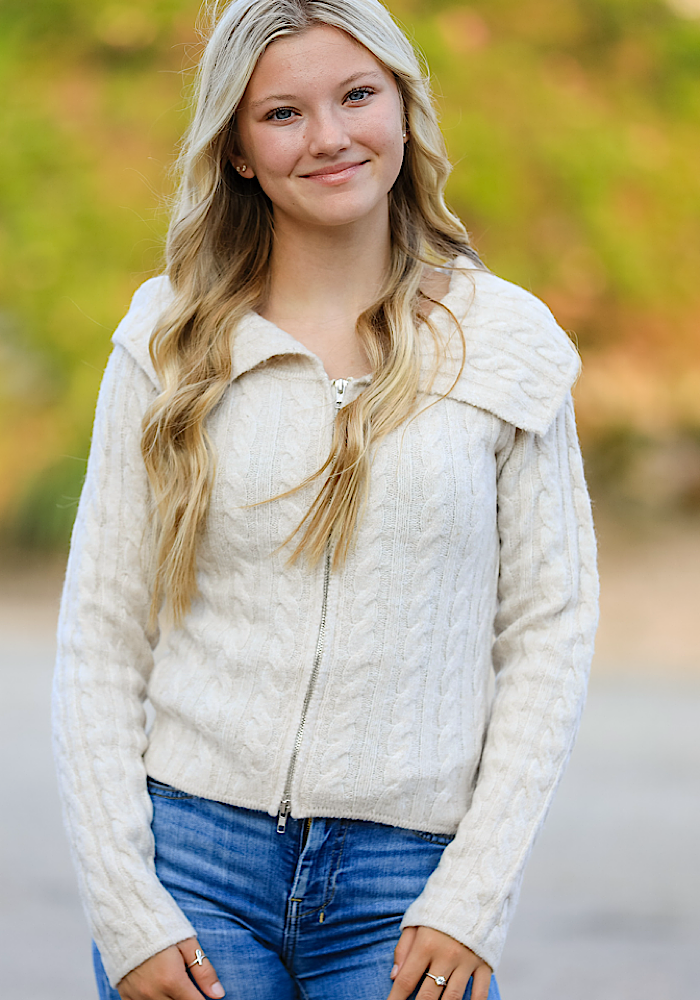 Cable Knit Zip-Up Cardigan