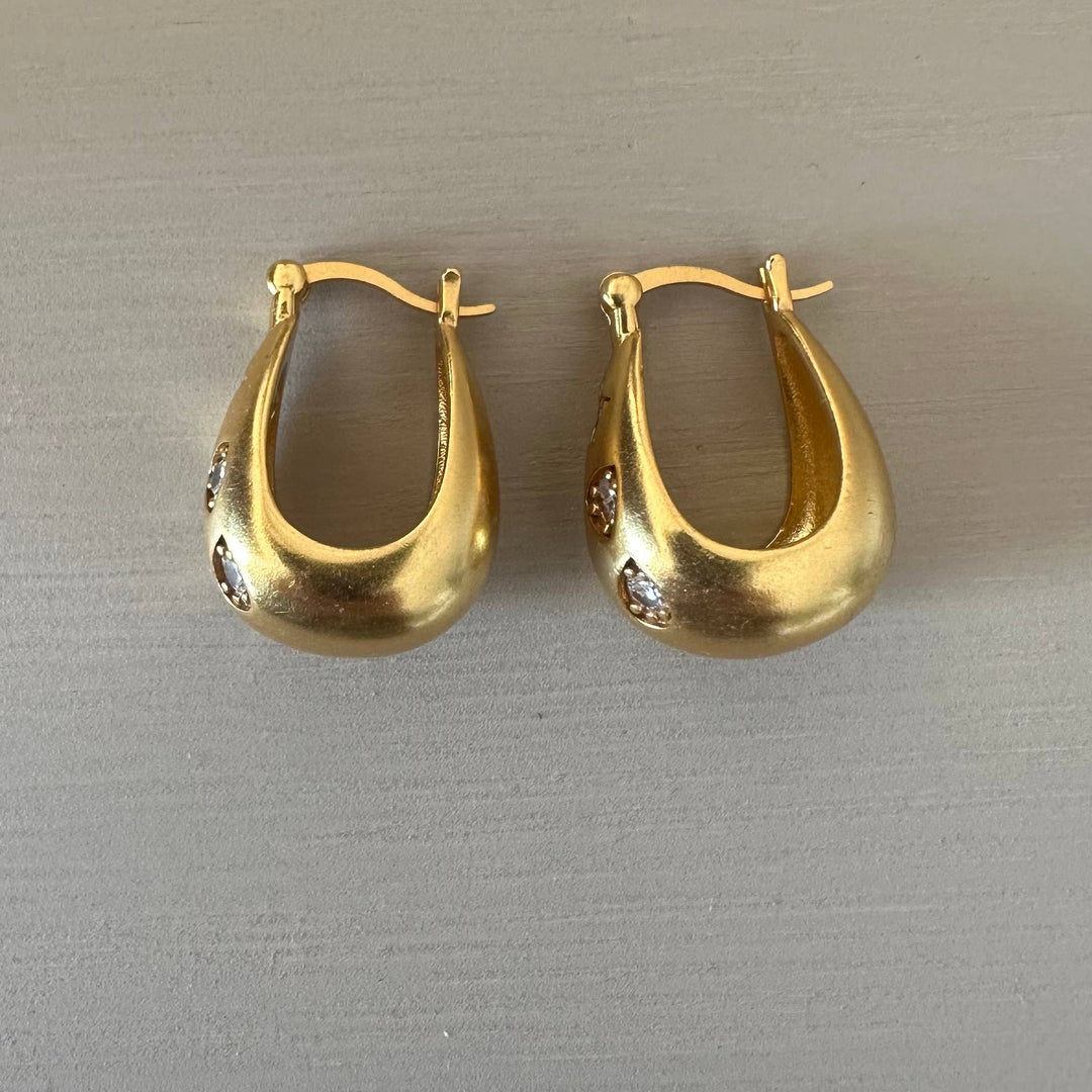 18K Gold Plate Brass City Girl Hoops