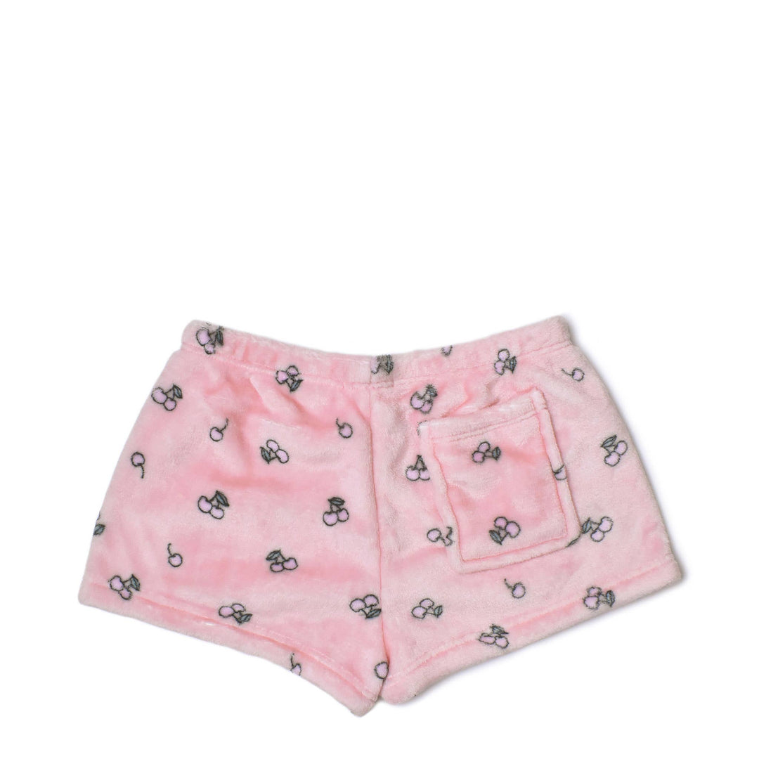 Fleece Cherry Printed Cozy Shorts