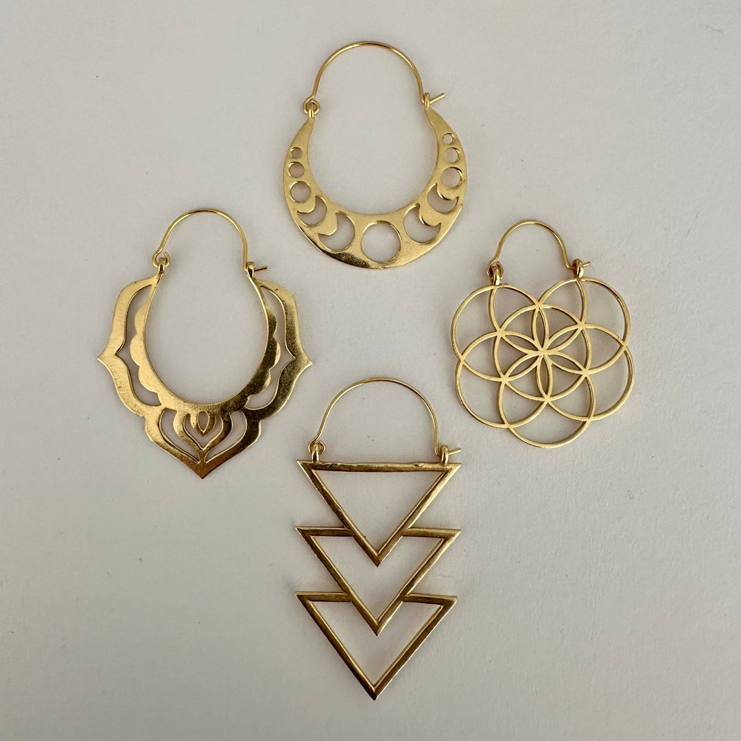 18K Gold Plate Seed of Life Earrings
