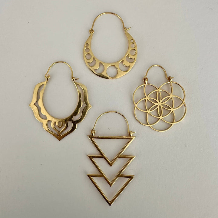 18K Gold Plate Seed of Life Earrings