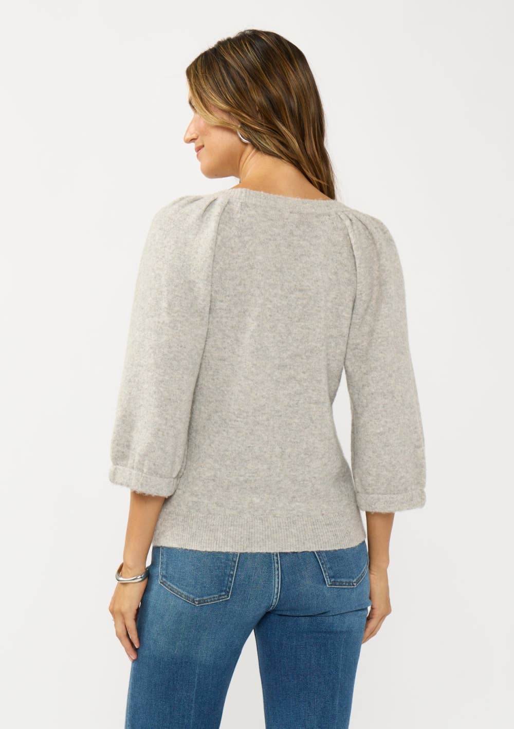 Crewneck Puff Sleeve Sweater Top