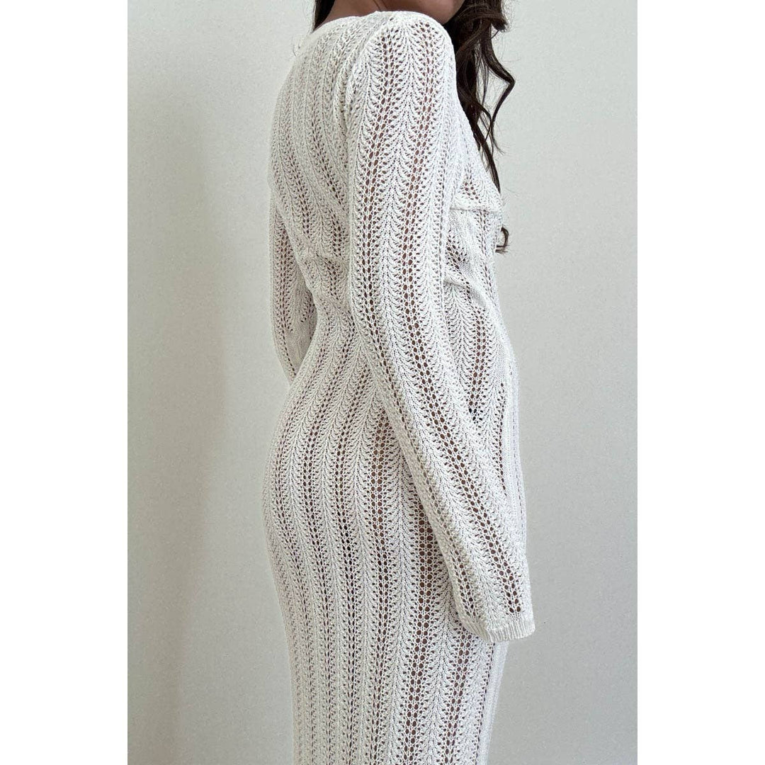 Knit V Neck Long Sleeves Dress