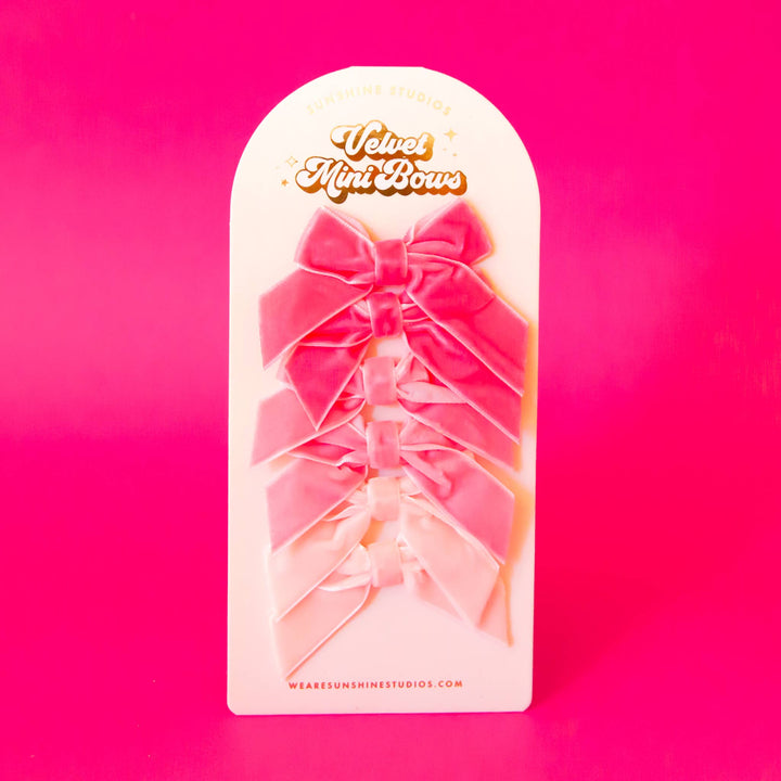 Velvet Mini Bows | Pink