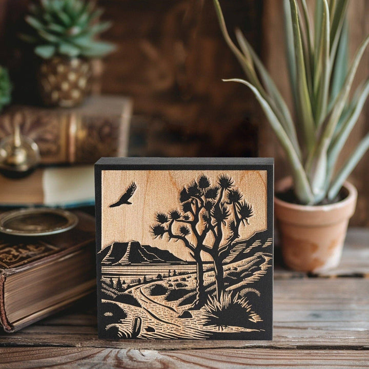 Joshua Tree Scene Engraved Illustration