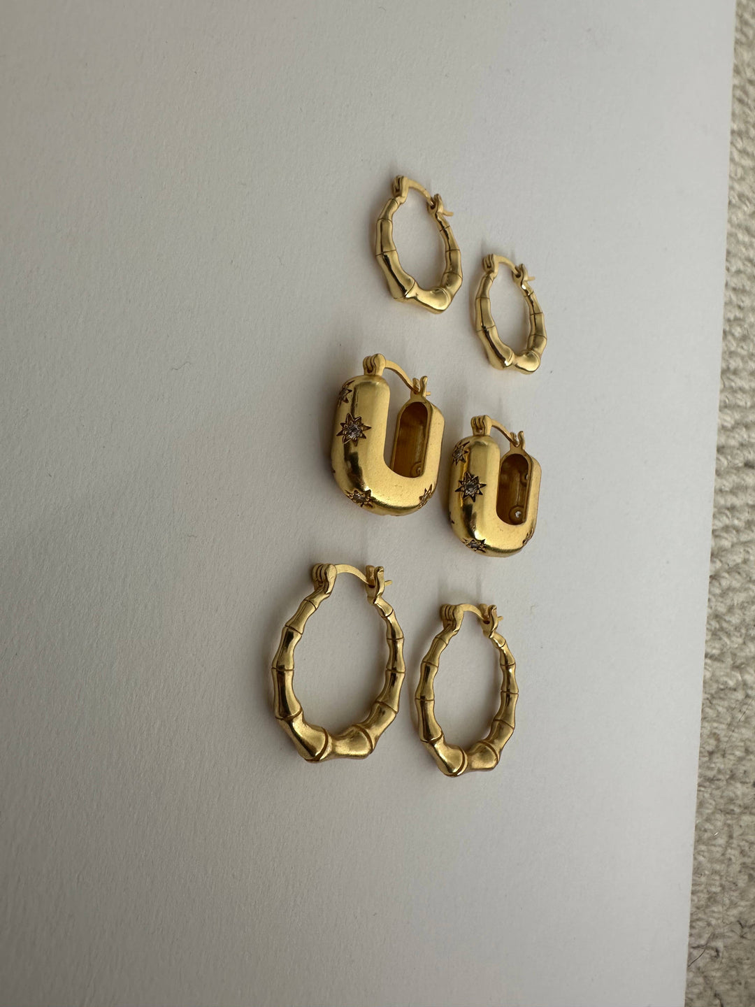 Gold Plate Modern Star Hoops