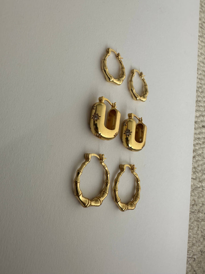 Gold Plate Modern Star Hoops