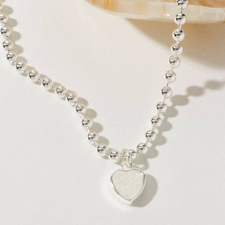 Heart's Accelerated Ball Chain Necklace Silver