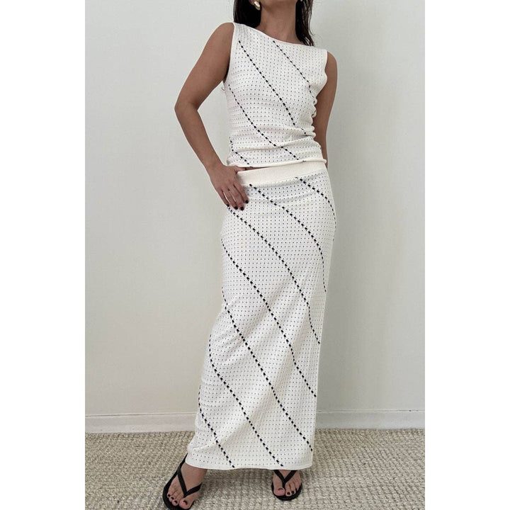 Crochet Knitted Top & Midi Skirt Set