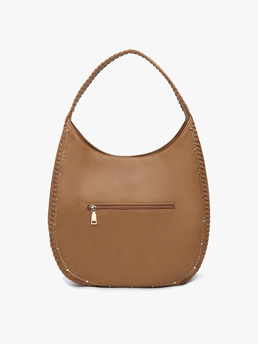 Studded Whipstitch Hobo Bag