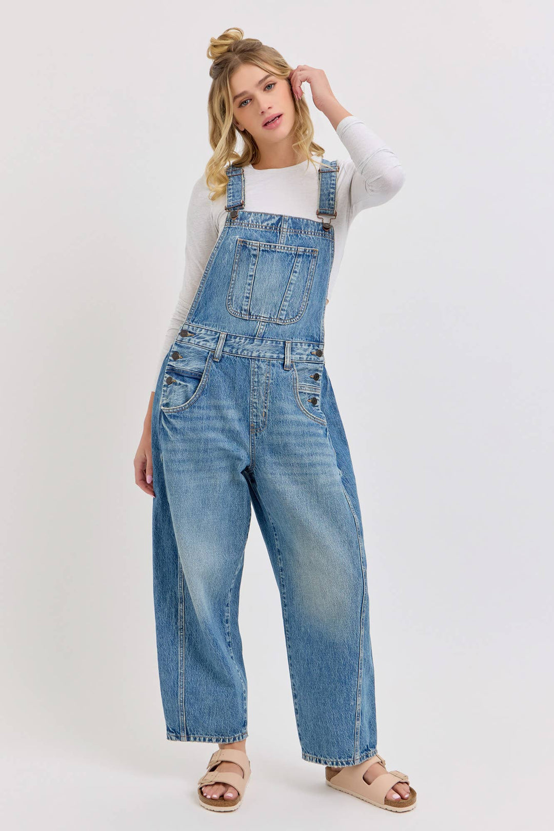 Mid Waisted Barrel Overalls