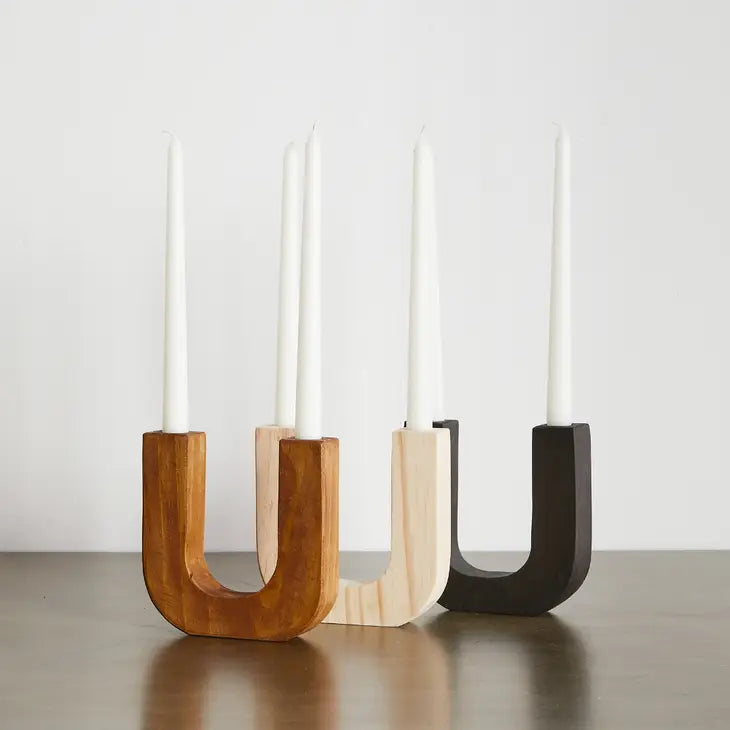Wooden U Shape Candle Holder