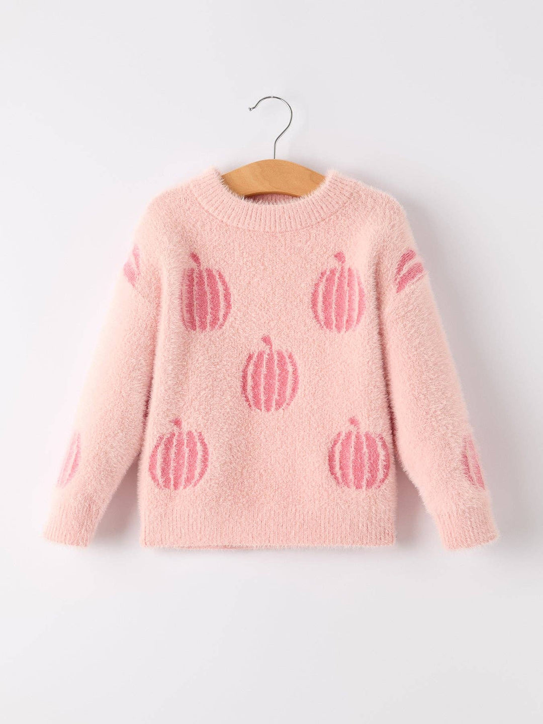 Fall Pumpkin Pink Girls Pullover Sweater