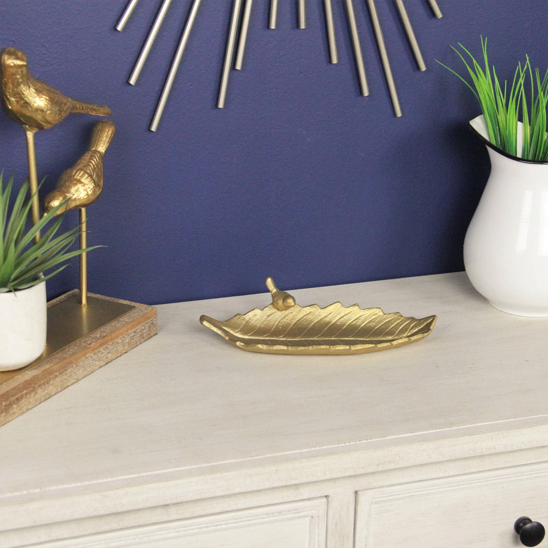 Golden Cast Iron Leaf Tray