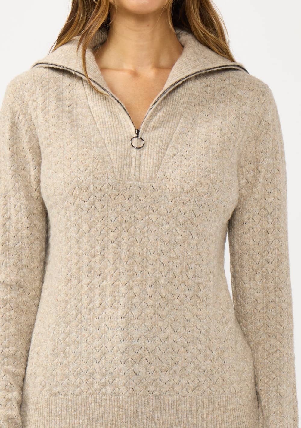 Pointelle Half Zip Pullover
