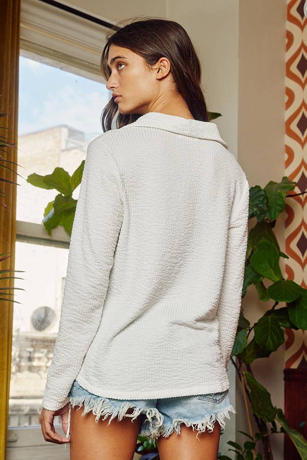 Washed Solid Textured Knit Top