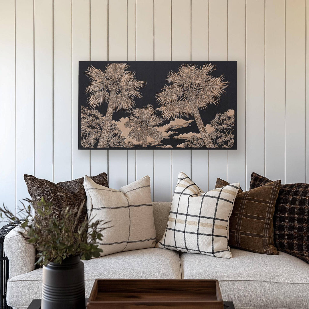 Palm Tree Canopies Engraved Illustration