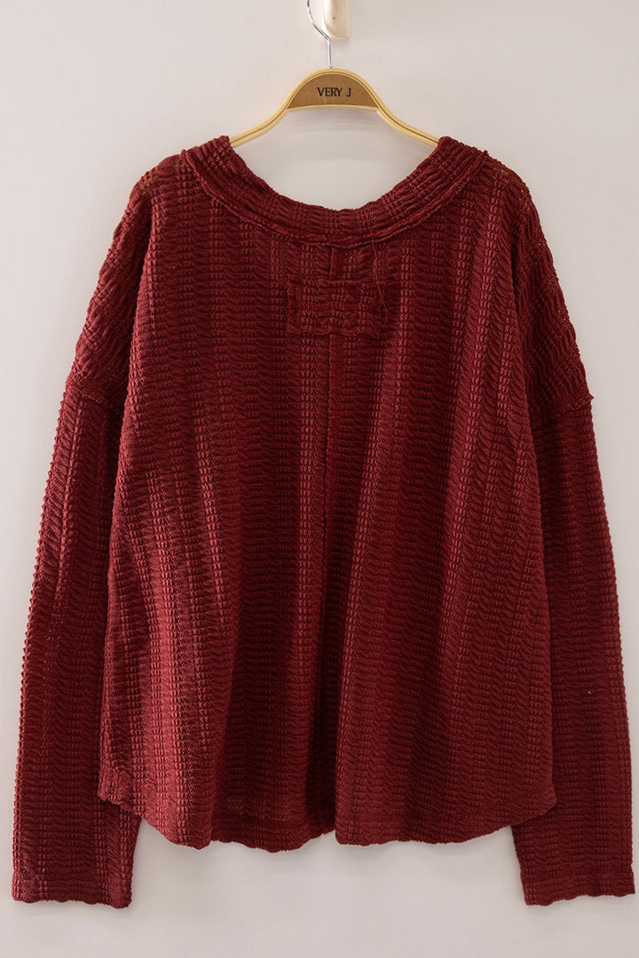 Open Weave V-neck Top