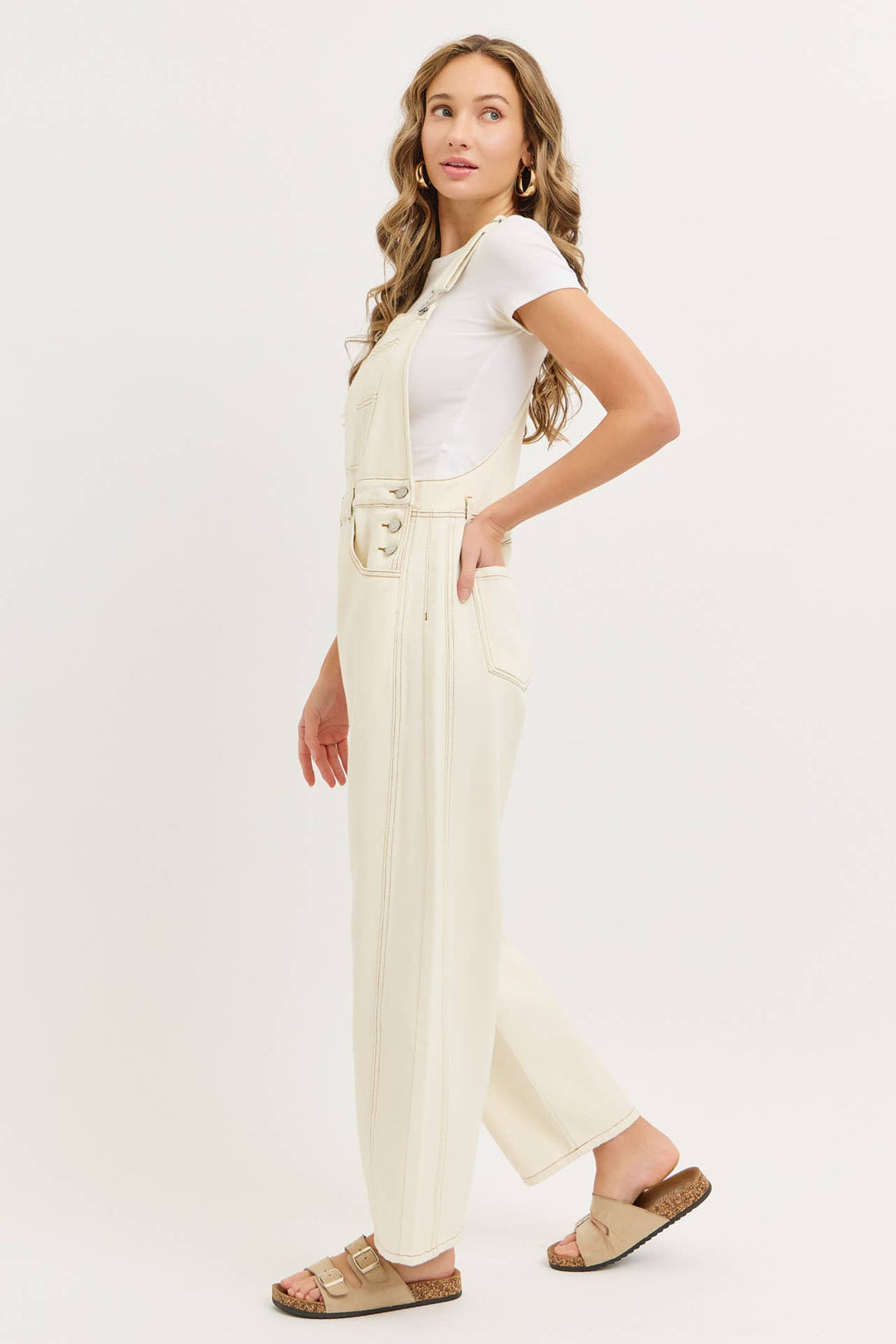 BARREL-LEG DENIM OVER-ALLS