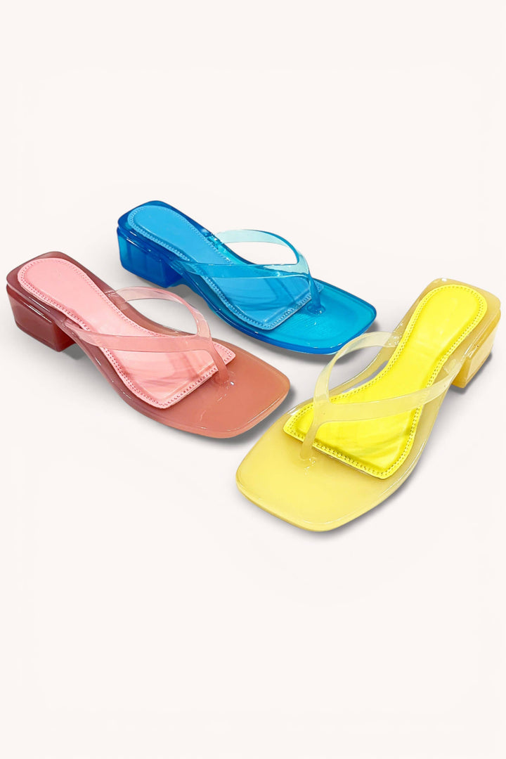SALE JELLY BLOCK HEEL SANDALS