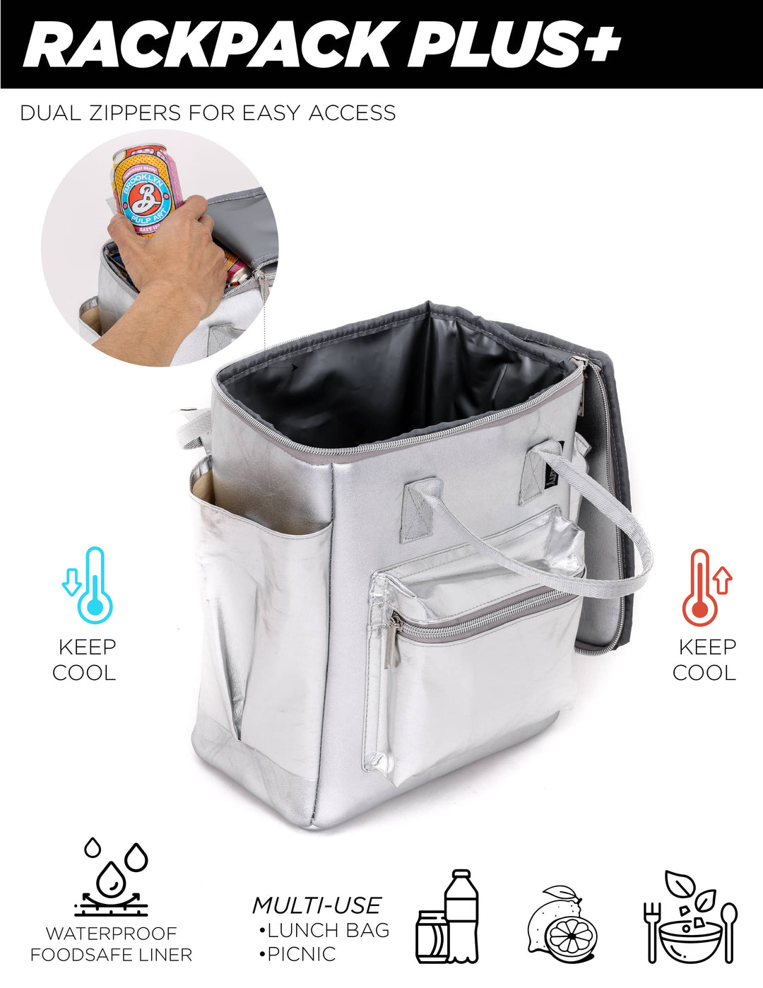 Chillout StanCan 12Pak Fashion Cooler Bag- SIlver