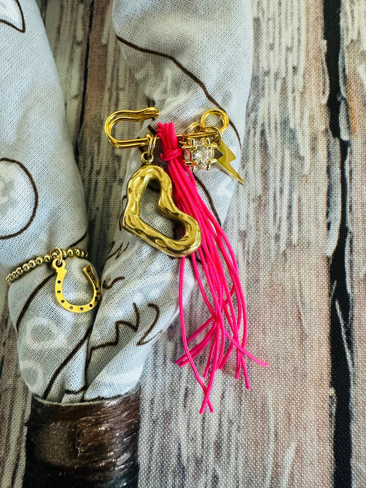 Pink & Gold Pin Bandana Charm/Hat Charm
