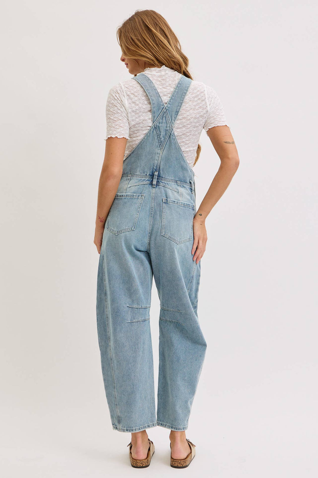 BARREL-LEG DENIM OVER-ALLS