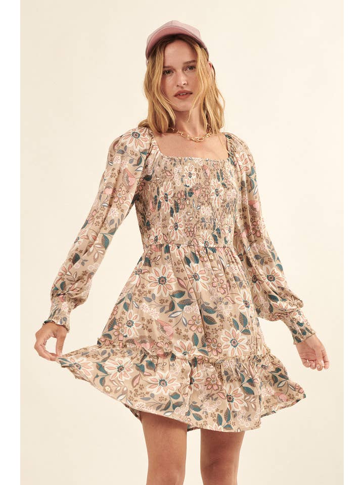 Smocked Bodice Mini Dress