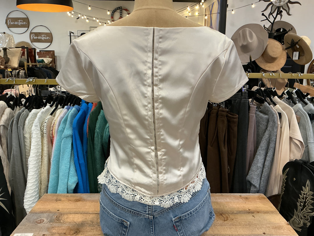 Satin Lace trim Blouse